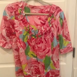 Lilly Pulitzer Floral Top Sz L
